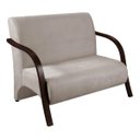 Ver imagem 1 de Poltrona Namoradeira 2 Lugares com Braços em Madeira - Creme