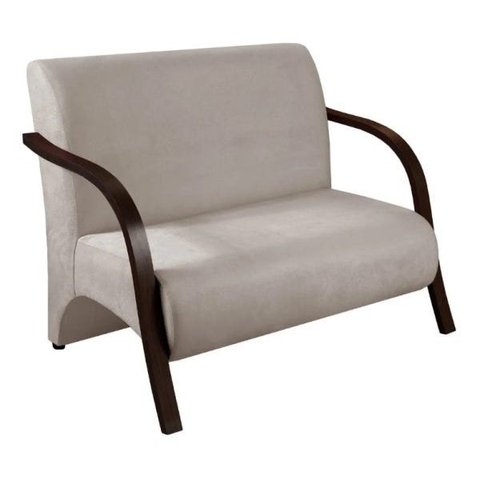 Poltrona Namoradeira 2 Lugares com Braços em Madeira - Creme