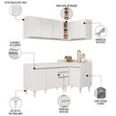 Ver imagem 3 de Armário de Cozinha Modulado de Canto Esquerdo 4 Peças Cp46 Balcão sem Tampo Branco - Lumil Lumil Móv