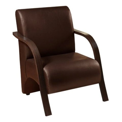 Poltrona Decorativa com Braços em Madeira - Marrom Corino