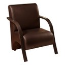 Ver imagem 1 de Poltrona Decorativa com Braços em Madeira - Marrom Corino