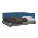 Ver imagem 1 de Conj Cabeceira Casal Ripada Estofada Canto 1.40 Suede Azul