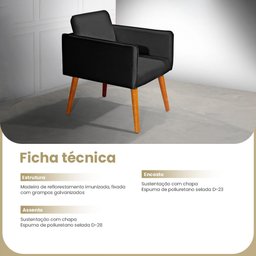 Poltrona Destak Suede Redenobre Cor:preto; - 6