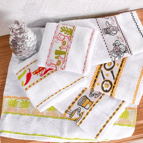 Kit 12 Pano de Copa Buongusto Atoalhado Algodão Felpudo 44x65 Branco