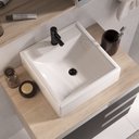 Ver imagem 2 de Conjunto Gabinete Banheiro Completo Prisma 60cm - Madeirado/preto