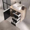 Ver imagem 3 de Conjunto Gabinete Banheiro Completo Prisma 60cm - Madeirado/preto