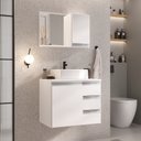 Ver imagem 1 de Conjunto Gabinete Banheiro Completo Prisma 60cm - Branco Inteiro