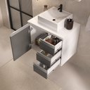 Ver imagem 3 de Conjunto Gabinete Banheiro Completo Prisma 60cm - Branco / Cinza