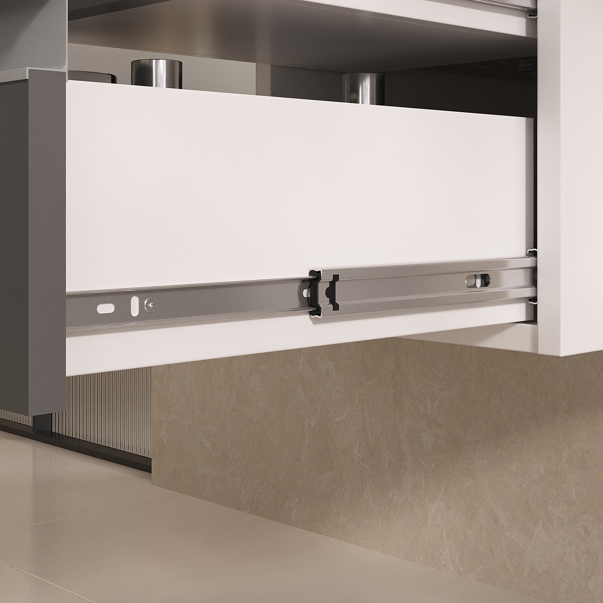 Conjunto Gabinete Banheiro Completo Prisma 60cm - Branco / Cinza - 6