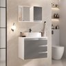 Conjunto Gabinete Banheiro Completo Prisma 60cm - Branco / Cinza - 1