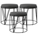Ver imagem 1 de Kit 3 Puffs Decorativo Aramado Preto Zaya L02 Suede Cinza
