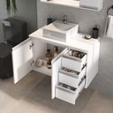 Ver imagem 3 de Conjunto Gabinete Banheiro Completo Prisma 80cm Branco Inteiro