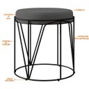 Ver imagem 3 de Puff Decorativo Aramado Preto Zaya L02 Suede Cinza