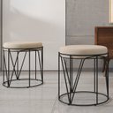 Ver imagem 2 de Kit 3 Puffs Decorativo Aramado Preto Zaya L02 Suede Bege