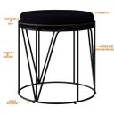 Ver imagem 3 de Kit 3 Puffs Decorativo Aramado Preto Zaya L02 Suede Preto