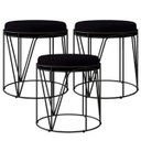 Ver imagem 1 de Kit 3 Puffs Decorativo Aramado Preto Zaya L02 Suede Preto