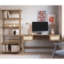 Ver imagem 1 de Conjunto Escrivaninha 2 Gavetas e Estante Palhinha Pé Madeira Oslo Artesano | Nero - Hanover