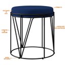 Ver imagem 3 de Kit 3 Puffs Decorativo Aramado Preto Zaya L02 Suede Azul Marinho