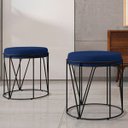 Ver imagem 2 de Kit 3 Puffs Decorativo Aramado Preto Zaya L02 Suede Azul Marinho