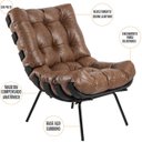 Ver imagem 6 de Kit 2 Poltronas Decorativas Costela Preto L04 Couro Mel - Lyam Decor
