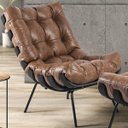Ver imagem 2 de Kit 2 Poltronas Decorativas Costela Preto L04 Couro Mel - Lyam Decor