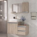 Ver imagem 1 de Kit Gabinete Banheiro Completo com Armário Cuba Espelheira Cross 80cm