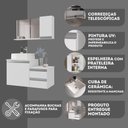 Ver imagem 5 de Kit Gabinete Banheiro Completo com Armário Cuba Espelheira Cross 80cm