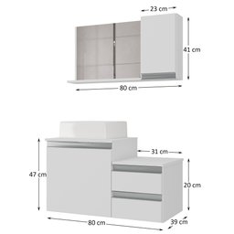 Kit Gabinete Banheiro Completo com Armário Cuba Espelheira Cross 80cm - 4