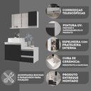 Ver imagem 5 de Kit Gabinete Banheiro Completo com Armário Cuba Espelheira Cross 80cm