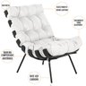 Poltrona Costela Preto L04 com Puff Sala de Estar Couro Branco - Lyam Decor - 7