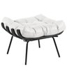 Poltrona Costela Preto L04 com Puff Sala de Estar Couro Branco - Lyam Decor - 6