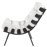Poltrona Costela Preto L04 com Puff Sala de Estar Couro Branco - Lyam Decor - 4