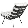 Poltrona Costela Preto L04 com Puff Sala de Estar Couro Branco - Lyam Decor - 5