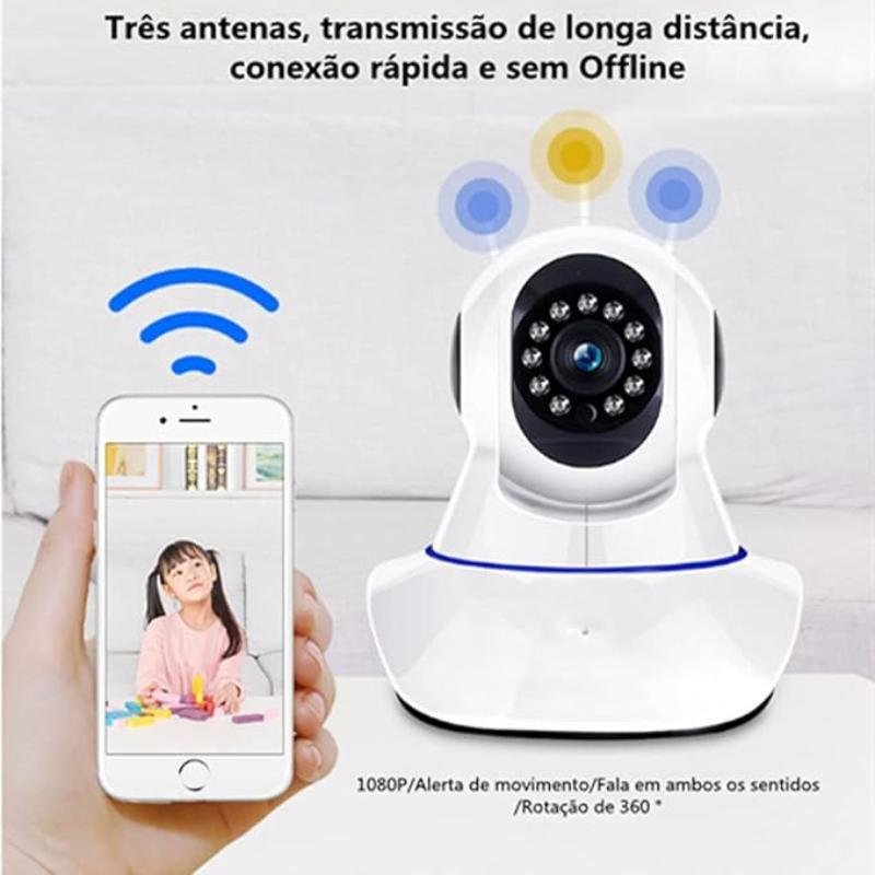 Câmera Babá Eletrônica 1080p Full Hd Wifi 360 Ip Visão - 5