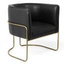 Ver imagem 2 de Kit 2 Poltronas Decorativas Fixa Base de Aço Bronze Betina D02 Corano Preto Fosco B-97 - Lyam