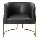 Ver imagem 3 de Kit 2 Poltronas Decorativas Fixa Base de Aço Bronze Betina D02 Corano Preto Fosco B-97 - Lyam