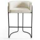 Ver imagem 2 de Banqueta Decorativa Fixa Base de Aço Preto Betina D02 Linho Bege C-107 - Lyam Decor