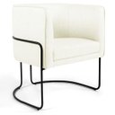Ver imagem 1 de Poltrona Decorativa Fixa Base de Aço Preto Betina D02 Corano Bege C-26 - Lyam Decor