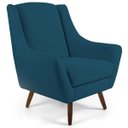 Ver imagem 1 de Poltrona Decorativa Fixa Pés de Madeira Juliet D02 Linho Azul Blazer B-354 - Lyam Decor