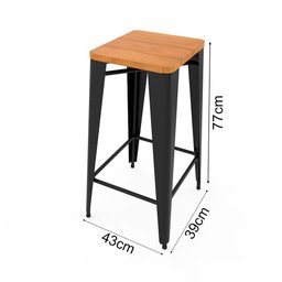 Cadeira Bistrô Iron Tolix sem Encosto em Aço Industrial Preta Assento Sublimado - 3