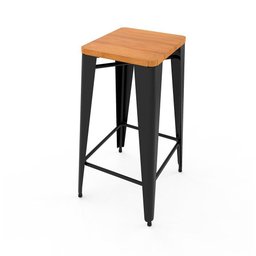 Cadeira Bistrô Iron Tolix sem Encosto em Aço Industrial Preta Assento Sublimado - 1