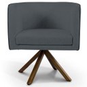 Ver imagem 2 de Poltrona Decorativa Base Giratória de Madeira Betina D02 Corano Cinza C-03 - Lyam Decor