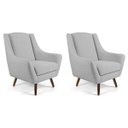Ver imagem 1 de Kit 2 Poltronas Decorativas Fixa Pés de Madeira Juliet D02 Linho Cru C-316 - Lyam Decor