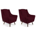 Ver imagem 1 de Kit 2 Poltronas Decorativa Fixa Pés de Madeira Juliet D02 Veludo Marsala C-278 - Lyam Decor