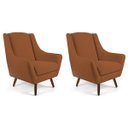 Ver imagem 1 de Kit 2 Poltronas Decorativa Fixa Pés de Madeira Juliet D02 Veludo Telha C-262 - Lyam Decor
