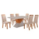 Ver imagem 1 de Mesa de Jantar Aster 180cm Tampo MDF Vidro Canto Copo com 6 Cadeiras Lorena