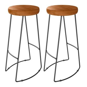 Kit 02 Banquetas Altas Industrial Para Cozinha Sala de Jantar Maia D01 Peroba Rosa - Lyam Decor