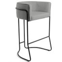 Ver imagem 2 de Kit 02 Banquetas Decorativas Fixa Base de Aço Preto Betina D02 Linho Cinza C-416- Lyam Decor