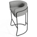 Ver imagem 4 de Kit 02 Banquetas Decorativas Fixa Base de Aço Preto Betina D02 Linho Cinza C-416- Lyam Decor