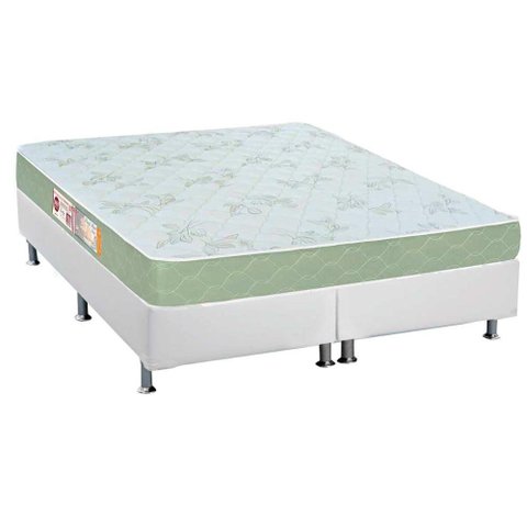 Cama Box Queen: Colchão Espuma D33 Castor Sleep Max + Base CRC Courano White(158x198)